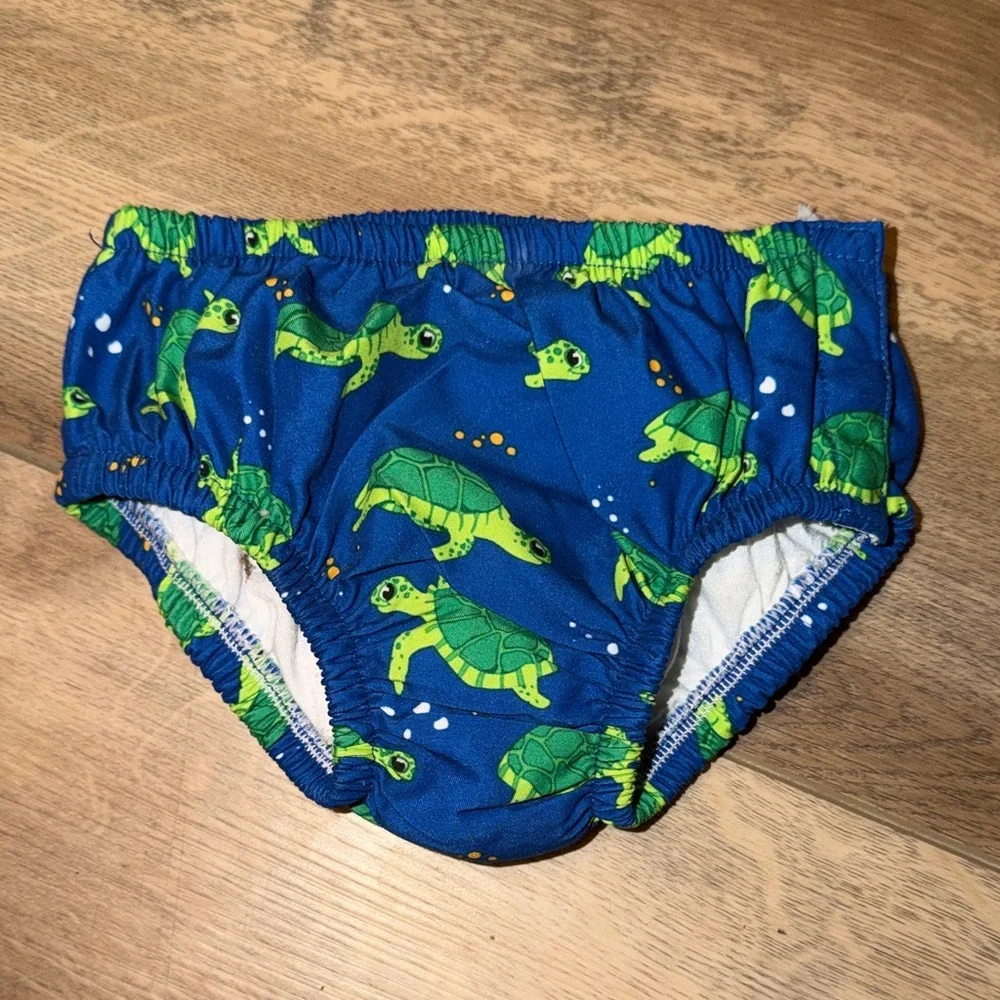 Blue Turtle Print Baby Swim Diaper 3-6m kids bottoms